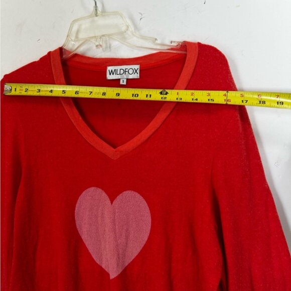 Wildfox Hearts Long Sleeve Pullover Top Sweatshirt Soft Sweater Stretch V Beck S - Picture 10 of 12